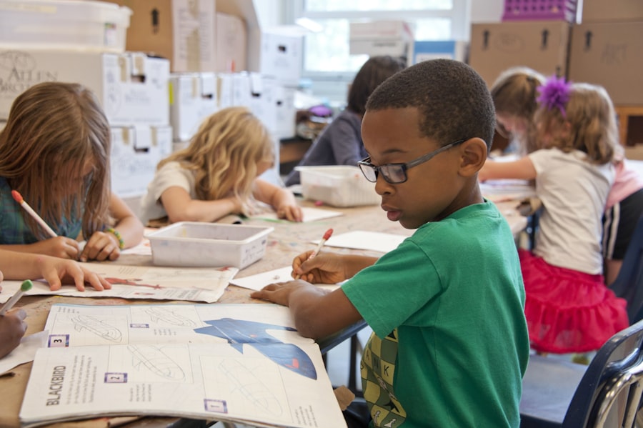 Kids practicing Scratch programming in a coding classroom